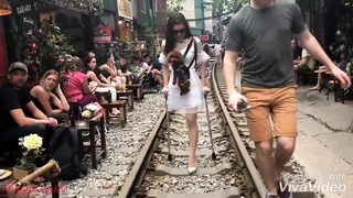 Amputee Lak Teen Walking At The Train Track With High Heels