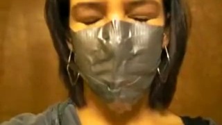 Teen Selfgagged With Silver Tape