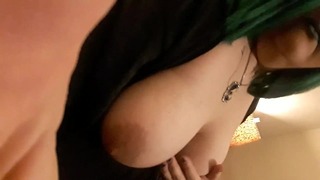 Big Tiddy Goth Babe Rubs Wet Pussy. Titty Torture