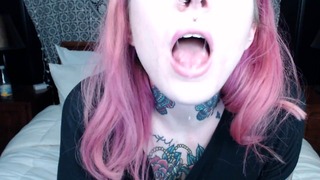 Pink Haired Chick Holds Mouth Wide Open for You ;)