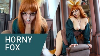Horny Fox Sucks Huge Dick Eagerly! Cosplay, 4к!