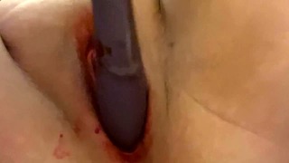 Teen Does Messy, Bloody toy Play on Period
