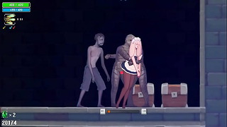 Dungeon og stuepigen Hentai Gameplay. Sød blond stuepige, der har sex med Zombies mænd monstre i et hot xxx sex spil
