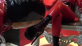Red Rubber Doll Worships Red Rubber Queen – Lady Bellatrix Worships Boots In Dungeon Teaser