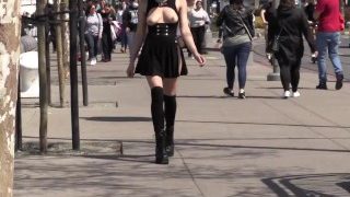 Тийзър – Boob Window Goth Dress In Full Public