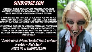 Zombie Garota anal beisebol foda e prolapso em público Sindy Rose