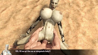 Alien con curvas abre sus piernas para una polla monstruosa Juego porno 3D Apocalypse Epic Lust