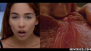 Real Life Hentai – Uriașa Labia Latino Girl Get Cumflation De către Aliens – Plin De Cum