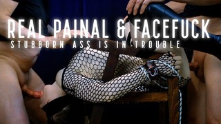 Painal & Facefuck Fantasy - Bunda teimosa é dolorosamente fodida enquanto um pau está fundo em sua boca