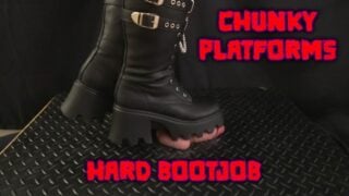 A Hard Bootjob In Chunky Platform Black Boots – Bootjob, Shoejob, Ballbusting, CBT, Trample