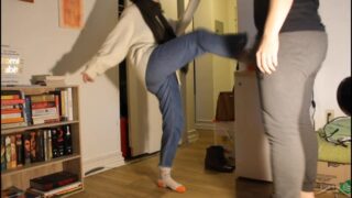 A Kick Goodbye Ballbusting Before Work
