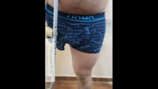 Amputee Guy Walking In Underwear