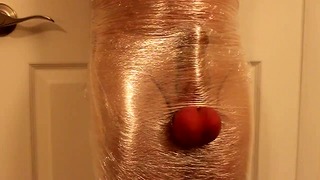 Cellophane Ballbusting Restrained & In Pain