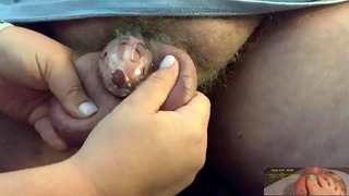 Katie Gives Chastity Ballbusting Allowing Paul To Cum With Pain
