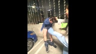 Public La Garage Ballbusting Kicking After Busy Hockey Game