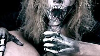 Skeleton Girl Sucks Cock. Horror Halloween