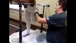 Lovely Lak Amputee Teenager At One Crutch