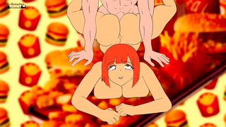 A girl with eggs from a McDonald's commercial fucks with a homeless man Anime ! Hentai 2d ( cartoon porn ) 2025