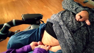 Disabled Guy in wheelchair gets a relaxing handjob from his neighbor