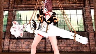 Furry Is Tied Up And Fucked By A Big Cock Futanari In A BDSM Room