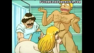 Blonde anime chick rides cock before BDSM
