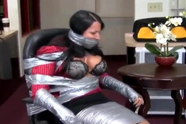Gina Rae Michaels Duct Taped Wrapped Gagged in Chair
