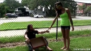Teen Jerks Off Homeless Guy with Glasses