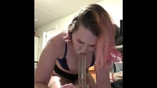 Smoking BJ Fetish with Dyed Hair & Pierced Nipples