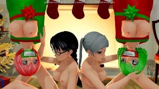Hung By the Chimney With Care (yuri Bondage Sex Christmas Theme) – 3d Mmd