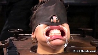 Hogtied slave gagged and paddled