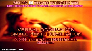 Hotwife Makes Her Beta Hubby Semen While Staring at Huge Cocks